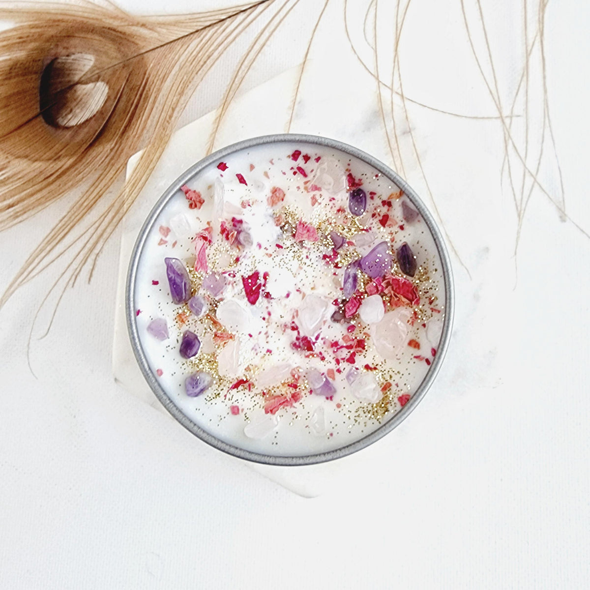 AQUARIUS Candle for Aquarius Gift Zodiac Candle with Dried Flower Candle Aquarius Crystals Astrology Candle Trendy Candle Herbal