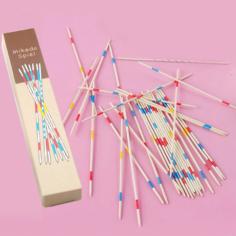 Wooden pick-up sticks game for mindful play