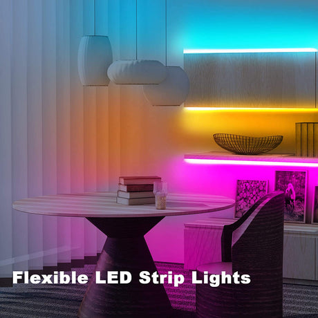 Motion Sensor LED Strip Lights - 10Pcs under Cabinet Kit with App & RF Remote Control, Dimmable 2700K-6500K Lighting for Kitchen, Counter, Shelf, Dusk to Dawn Night Light - 60Ft