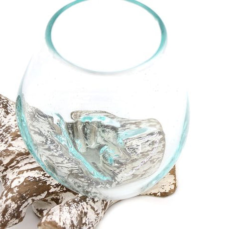 Molten Glass on Whitewash Wood Bowl