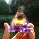 Tree of Life Orgonite Pyramide Amethyst Obsidian Stone Pyramid Crystal Healing Reiki Energy Orgone Collection