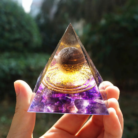 Tree of Life Orgonite Pyramide Amethyst Obsidian Stone Pyramid Crystal Healing Reiki Energy Orgone Collection