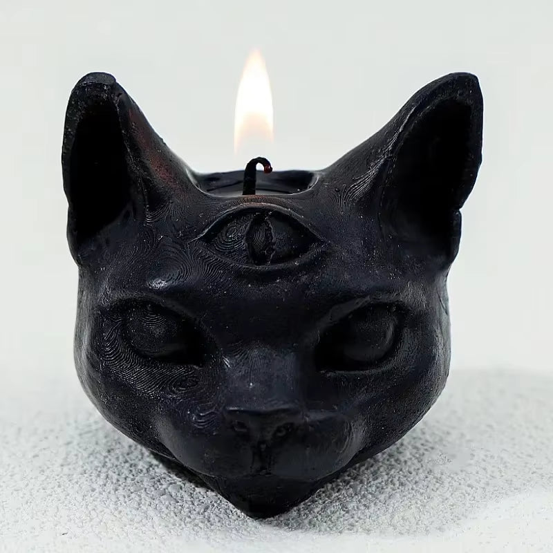 Three-Eyed Cat Candle – Gothic Scented Soy Wax – view 10