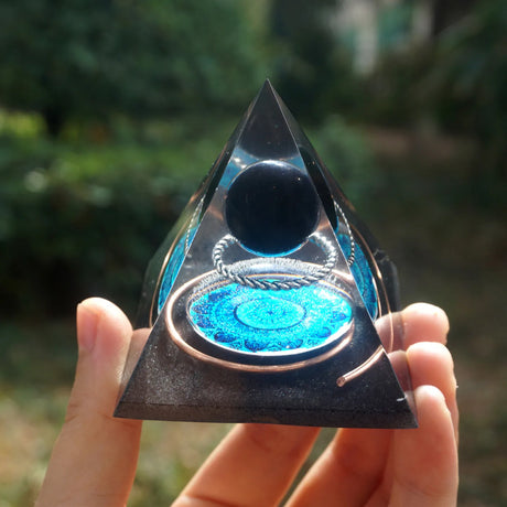 Tree of Life Orgonite Pyramide Amethyst Obsidian Stone Pyramid Crystal Healing Reiki Energy Orgone Collection