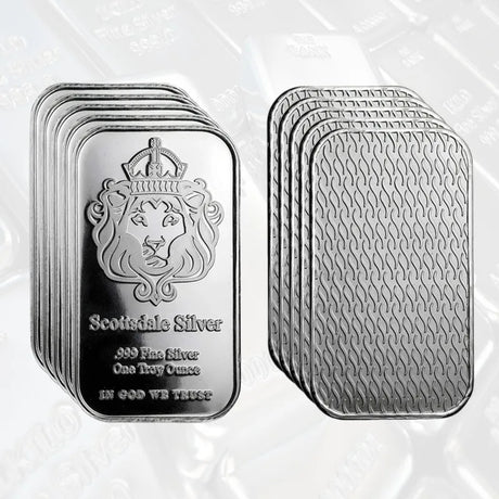 10/20Pcs Scottsdale Silver Bars Replica Silver One Troy Ounce Silver Bullion Iron Silver-Plated Craft Gifts
