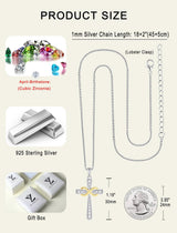 925 Sterling Silver Cross Necklace for Women Halo Infinity Pendant Cubic Zirconia Jewelry for Mom