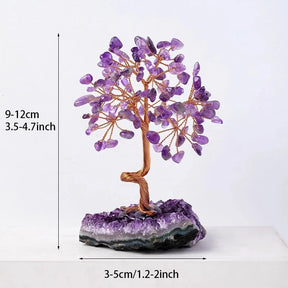 Amethyst Healing Crystals Stones Tree Wire Wrapped on Natural Crystals Gravel with Base Home Desk Living Room Stone Decoration