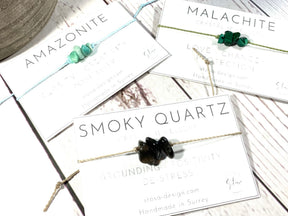 Raw Crystal Chip Bracelet: Adjustable Waxed Cord Anklet