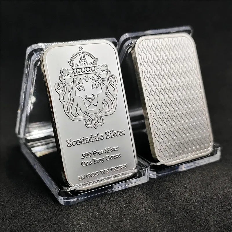 10/20Pcs Scottsdale Silver Bars Replica Silver One Troy Ounce Silver Bullion Iron Silver-Plated Craft Gifts