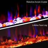 36 In. Electric Fireplace Insert with Remote and Log Crystal, Black