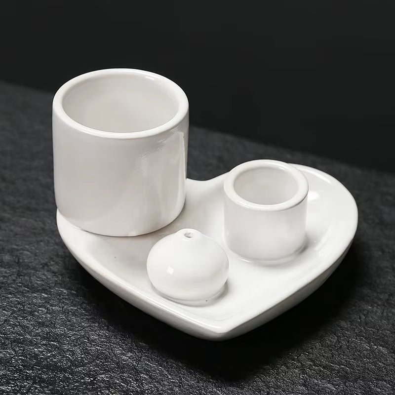5-in-1 ceramic incense and candle holder with ash tray