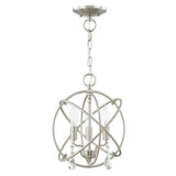 Cahill 12.625 In. 3-Light Brushed Nickel Convertible Mini Chandelier/Semi Flush with Crystals