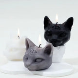 Three-Eyed Cat Candle – Gothic Scented Soy Wax – view 3