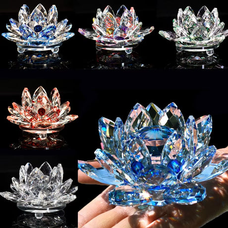 6.2Cm Quartz Crystals Lotus Flower Crafts Glass Fengshui Ornaments Healing Crystals Home Party Wiccan Decor Yoga Gifts Souvenir