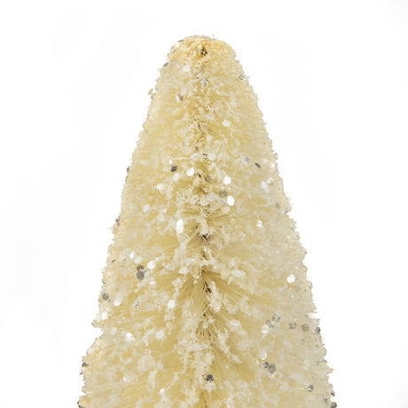 Glittered Sisal Christmas Tree Decoration - 11.5" - Cream
