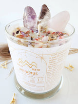 AQUARIUS Candle for Aquarius Gift Zodiac Candle with Dried Flower Candle Aquarius Crystals Astrology Candle Trendy Candle Herbal