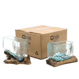 Molten Glass Tank on Wood with Stand - Medium Bowl