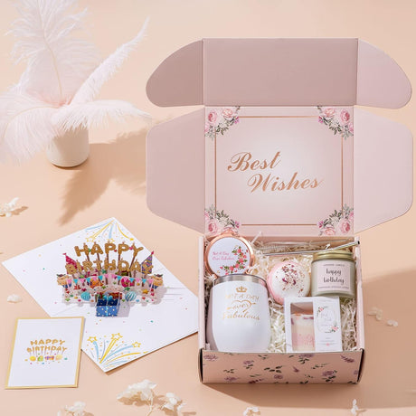 Birthday Gifts for Women, Happy Bath Set Relaxing Spa Gift Baskets Ideas for Women, Her, Mom, Sister, Female Friends, Coworker, Wife, Girlfriend, Daughter, Unique Gifts for Women Who Have Everything