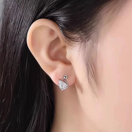 925 Sterling Silver Earrings Crown Swan Sterling Silver Earrings Wholesale Women'S Earrings Sterling Silver Jewelry