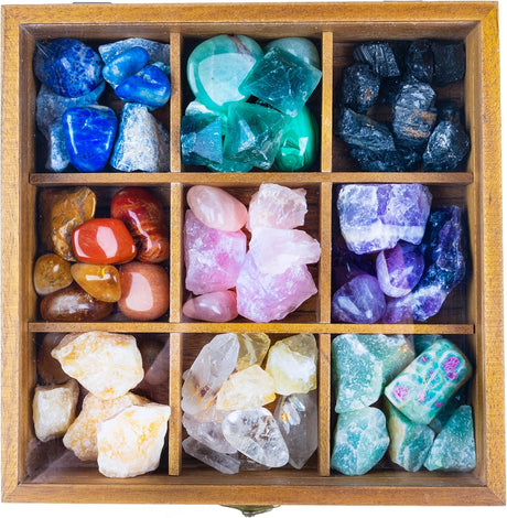 Rock Display Case - 8" X 8" Rock Collection Box for Kids & Adults - Crystal Hold