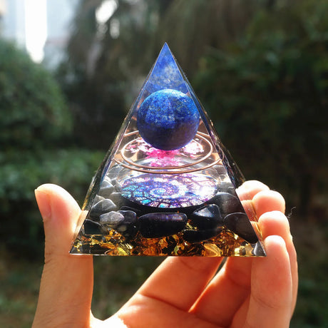 Tree of Life Orgonite Pyramide Amethyst Obsidian Stone Pyramid Crystal Healing Reiki Energy Orgone Collection
