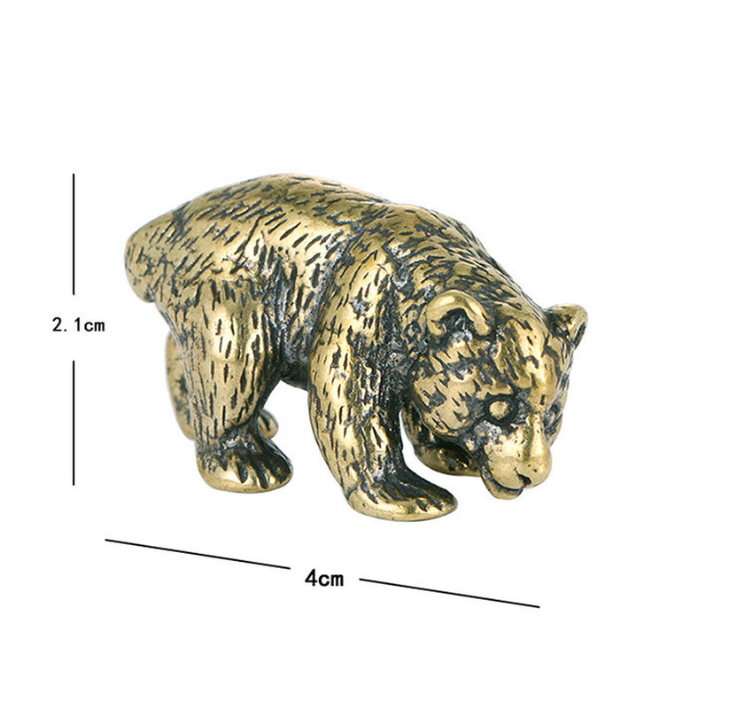 Antique Copper Bear Figurine – Solid Brass Desk Ornament – view 4