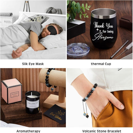 15 Pcs Birthday Gifts for Men Beard Care Set for Him Dad Birthday Gifts Basket Ideas Kit for Men Tumbler Bath Robe for Father'S Day Dad Husband Boyfriend Box (Unhooded,Black)