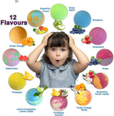 Bath Bombs for Kids with Surprise Inside, 12 Bubble Bath Fizzies with Jungle Animal Toys. Moisturizing, Gentle & Kids Safe, Rainbow Spa Bath Fizz, Birthday Gifts for Boys, Girls