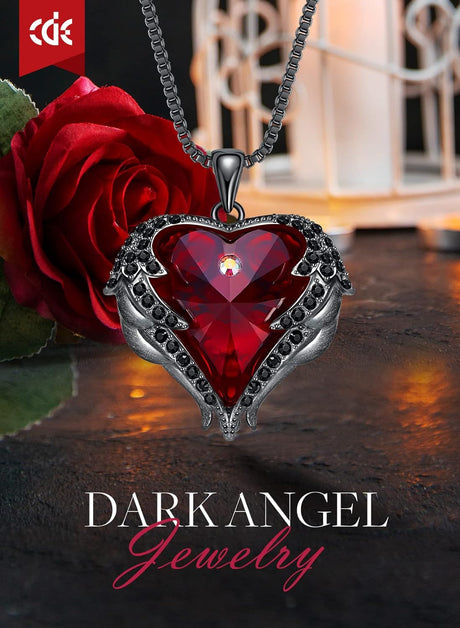 Angel Wings Necklace for Women with Birthstone, Love Heart Silver Tone/Gold Tone Pendant, Ideal Anniversary or Birthday Jewelry Gifts for Wife Girlfriend Her