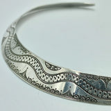 925 Sterling Silver Necklace, Crafted Silver Necklace, Silver Rigid Choker, African Cuff Necklace, Shiny Silver Rigid Necklace,