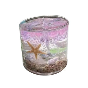Ocean-style gel and soy crystal candle in glass
