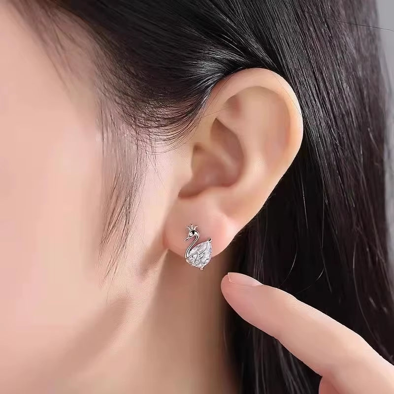 925 Sterling Silver Earrings Crown Swan Sterling Silver Earrings Wholesale Women'S Earrings Sterling Silver Jewelry