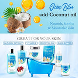 Father'S Day Gifts for Women & Men Bath & Body Gift Set, Bath Basket Spa Kit Gifts for Her Him Birthday Gift, Self-Care Home Spa Kit, 8Pcs Christmas Gift for Women Ocean Vanilla, Spa Gift Baskets