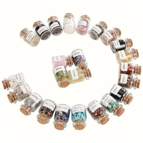 12Pcs Crystal Gemstone Chip Bottle,Mini Crystals,Spell Jars,Real Crystals for Witchcraft Supplies,Witchcraft Healing Crystals