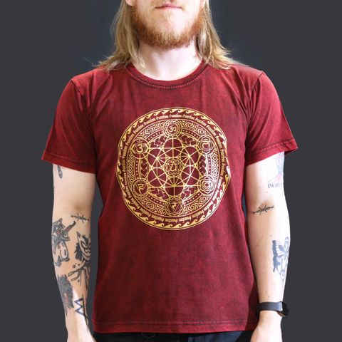 Large Stone Washed T-Shirt - Chakra - Maroon
