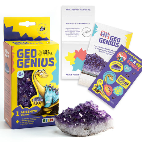 Amethyst Discovery Kit for Kids, Educational Crystal & Geology STEM Set, Gemstone for Children