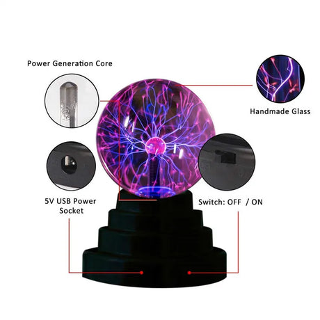 Magic Plasma Ball Lamp – Touch-Activated LED Light (3-inch)