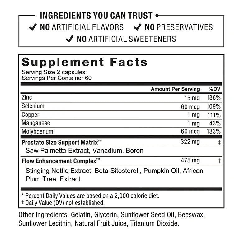 Prostate Support with Saw Palmetto – 120 Capsules Advanced Bladder Control & Nighttime Relief