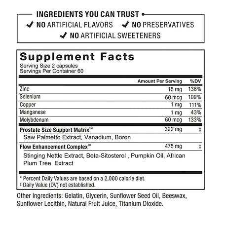 Prostate Support with Saw Palmetto – 120 Capsules Advanced Bladder Control & Nighttime Relief