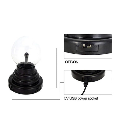 Magic Plasma Ball Lamp – Touch-Activated LED Light (3-inch)