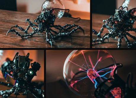 Cyberpunk Plasma Ball Spider – 3D Metal Puzzle DIY Steampunk Model Kit with Plasma Lamp