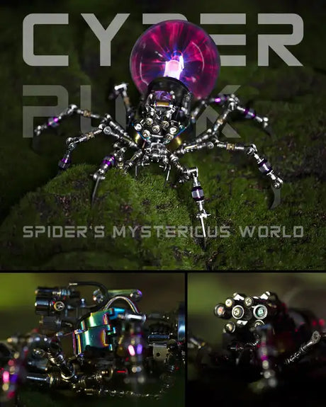 Cyberpunk Plasma Ball Spider – 3D Metal Puzzle DIY Steampunk Model Kit with Plasma Lamp