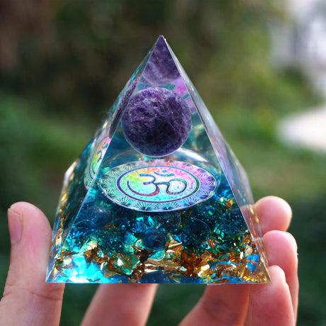 Tree of Life Orgonite Pyramide Amethyst Obsidian Stone Pyramid Crystal Healing Reiki Energy Orgone Collection