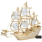 Home Decorative Tabletop Showpiece 24K Gold Plated Crystal Studded Mayflower Sailing Ship Ornament
