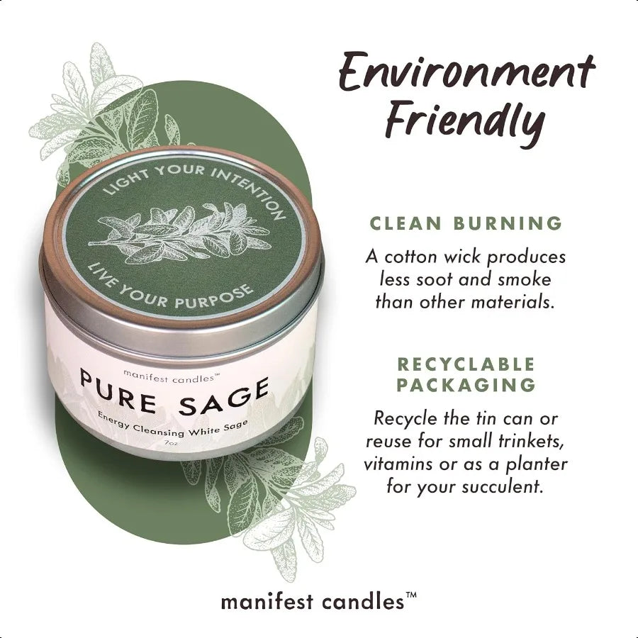 7oz White Sage Candle – Cleansing, Meditation, and Aromatherapy