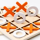 Board Game Toy Leisure Parent-Child Interaction Game Noughts And Crosses Game Wooden Board Puzzle Game Educational Toy