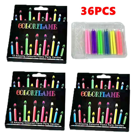 Color Flame Birthday & Christmas Candles – 6pcs / 12pcs | Super Bright, Eco-Friendly & Fun for Kids