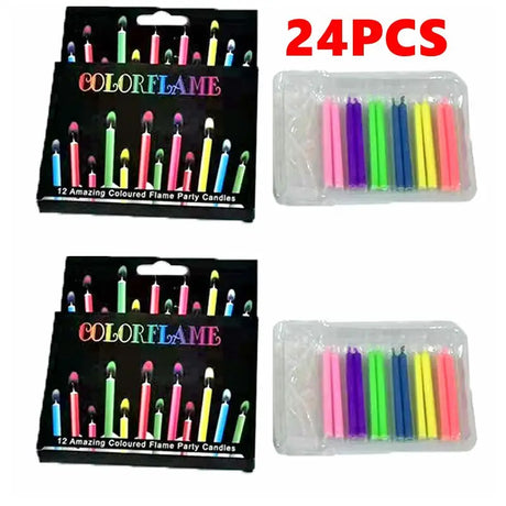 Color Flame Birthday & Christmas Candles – 6pcs / 12pcs | Super Bright, Eco-Friendly & Fun for Kids