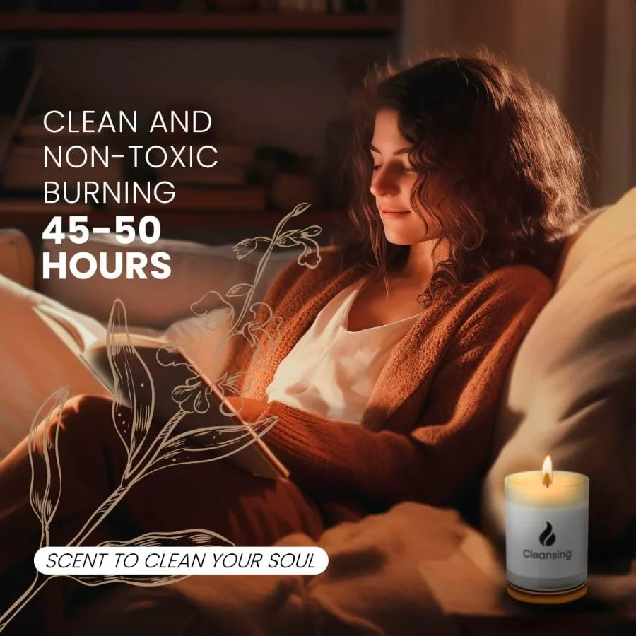 Sage and Palo Santo Candle – 50-Hour Long Lasting Soy Candle with Essential Oils