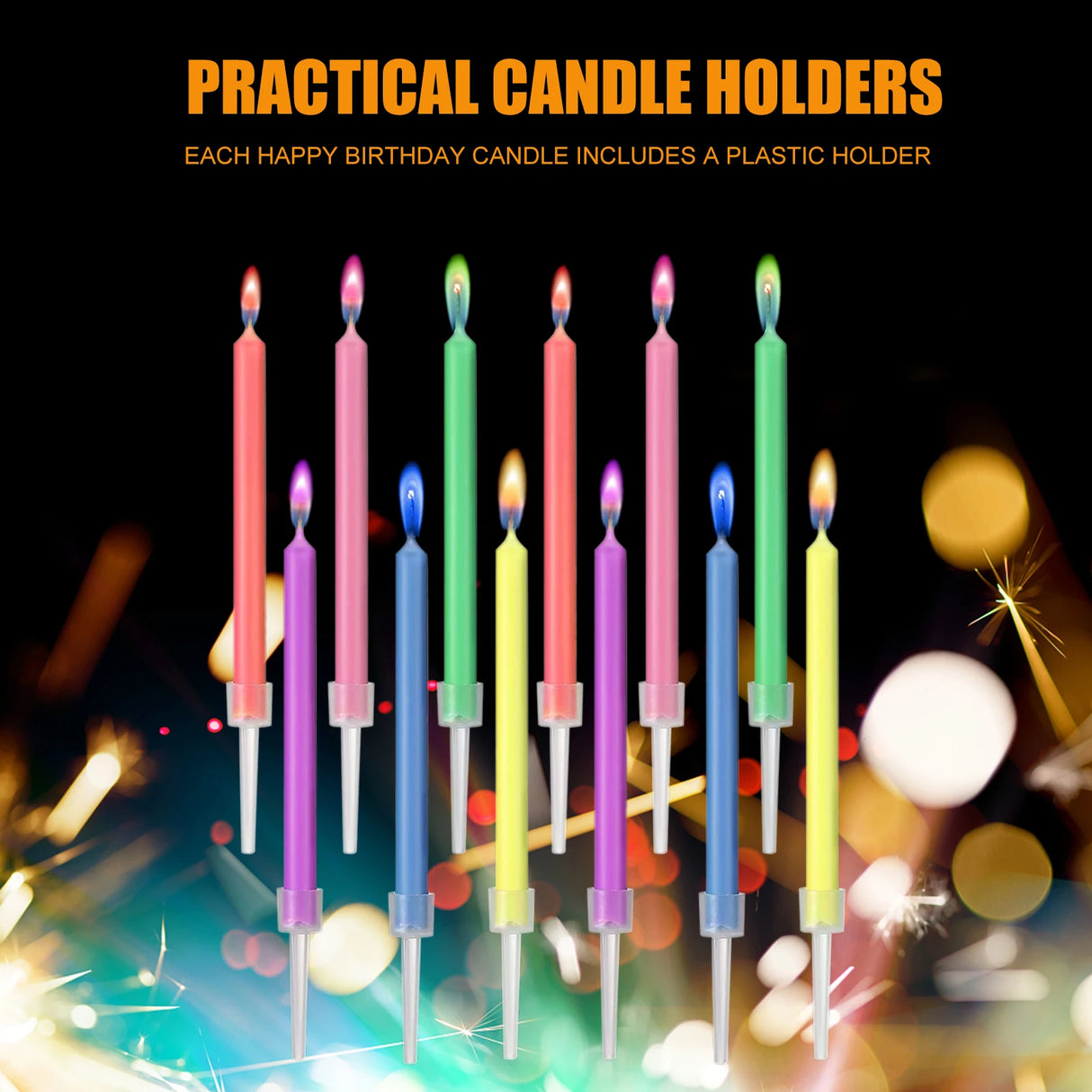 Color Flame Birthday & Christmas Candles – 6pcs / 12pcs | Super Bright, Eco-Friendly & Fun for Kids
